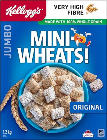 Kellogg's Mini-Wheats Cereal, (Jumbo Size), Original, 1.2 kg (Pack of 1)