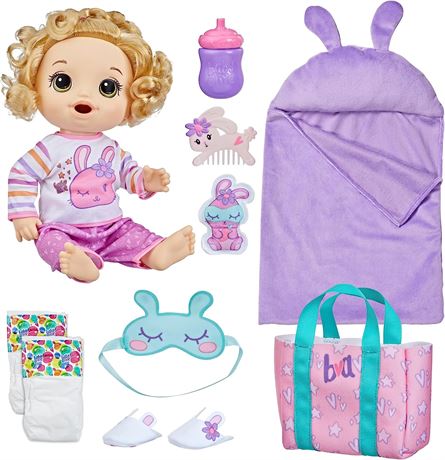 Baby Alive Bunny Sleepover Baby Doll, Bedtime-Themed 12-Inch Doll