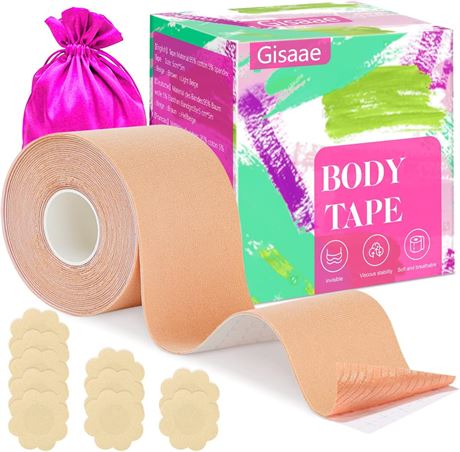 Gisaae Boob Tape with 10pcs Nipple Covers, Breast Tape Lift 2 Inches Width