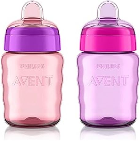 9oz Philips Avent My Easy Sippy Cup, Pink/Purple,2pk
