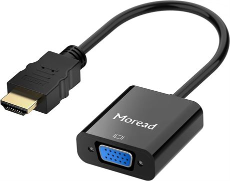 Moread HDMI to VGA, Gold-Plated HDMI to VGA Adapter (Male to Female)
