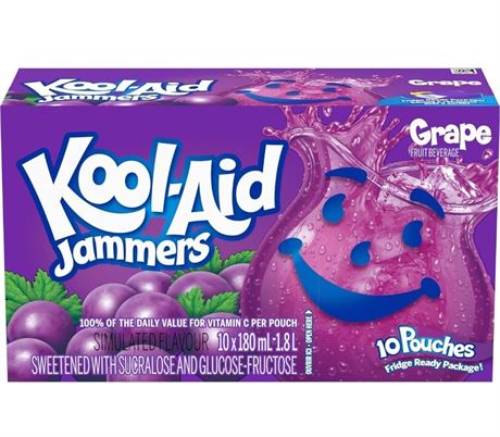 Kool-Aid Jammers Grape,180ML Pouches (10 count)