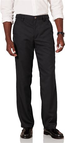 38Wx30L  Essentials Men's Classic-Fit Expandable-Waist Flat-Front Dress Pant