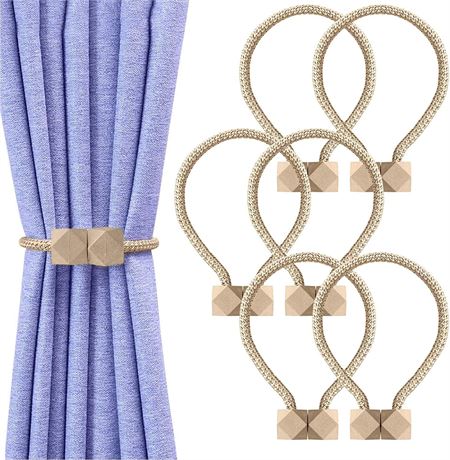 VEGCOO 4 Pieces Magnetic Curtain Tieback, European Curtain Drapes Clips Rope
