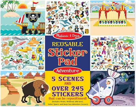 Melissa & Doug Reusable Sticker Pads Set: Adventure - 245+ Stickers
