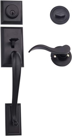 Basics Modern Door Handle and Deadbolt Lock Set, Right-Hand Wave Door Lever