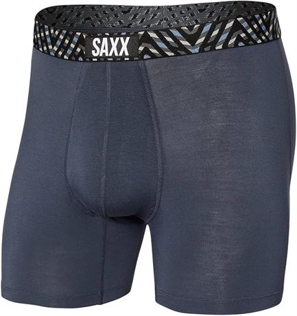 LRG - Saxx Underwear Co. Men's Vibe Super Soft Boxer Brief, India Ink/Amaze-Zing