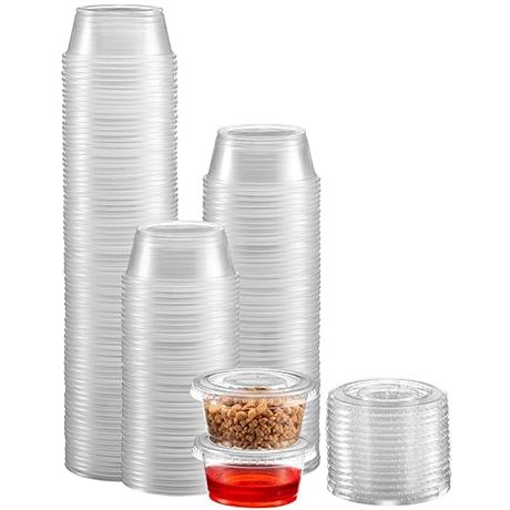 [250 Sets] 3.25 oz. Plastic Jello Shot Cup Containers with Snap on Leak-Proof