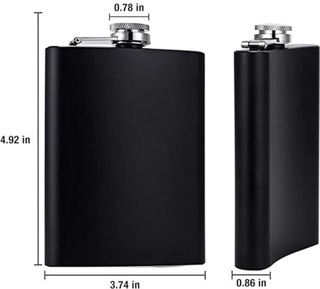 8oz Matte Stainless Steel Leakproof Flask, Black