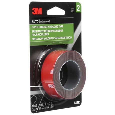 3M Molding Tape Super Strength, 03615, 7/8 in x 5 ft (2.22 cm x 1.52 m) Red