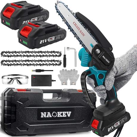 Mini Chainsaw Cordless, 2024 Upgraded 6-Inch 21V Battery Powered