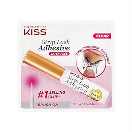 Kiss Strip Lash Adhesive, Latex-Free, Super Strong Hold, Waterproof, Clear