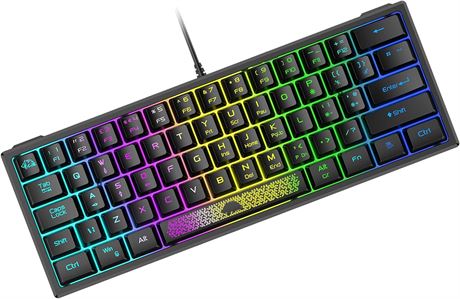 ZIYOU LANG K61 60% Gaming Keyboard Mini Portable with Rainbow RGB Backlit Ergono