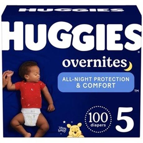 Size 5 , 100 count Huggies Overnites Nighttime Baby Diapers