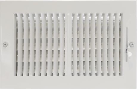 10" x 6", EZ-FLO 61610 Two-Way Sidewall/Ceiling Register, White