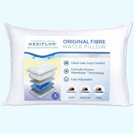Mediflow Fibre Water Pillow - Adjustable Pillow for Neck Pain Relief, Pillow