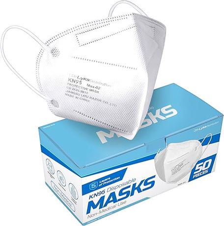 Lyka Distribution KN95 Face Masks - 50 Pack - 5 Layer Protection Breathable KN95
