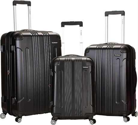 Rockland Luggage 3 Piece Abs Upright Luggage Set, Black, Medium