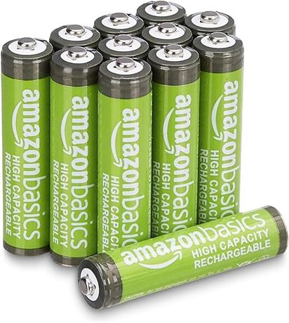 Amazon Basics 12 Count AAA High-Capacity 850 mAh Rechargeable Batteries