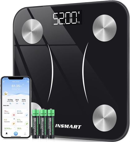 INSMART Bluetooth Body Fat Scale, Bathroom Smart Digital Weight Scale