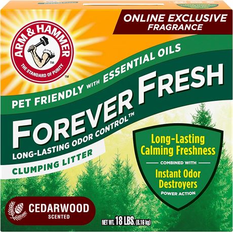 Arm & Hammer Forever Fresh Clumping Cat Litter Cedarwood, MultiCat 18lb,