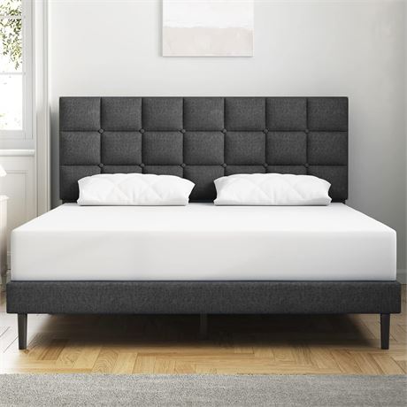 Molblly Twin Size Upholstered Platform Bed Frame, No Box Spring Needed