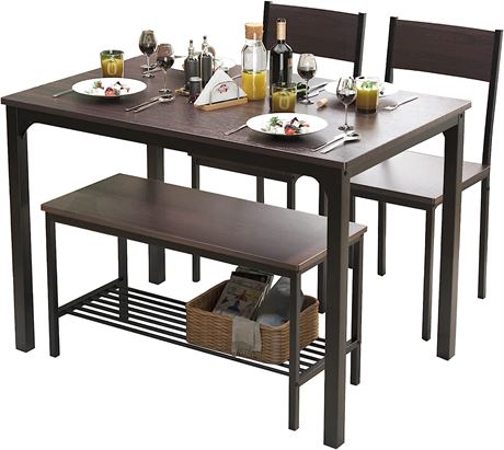 soges 43.3in 4 Person Dining Table Set, Kitchen Table Set for 4, 2 Chairs