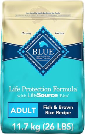 11.95KG-Blue Buffalo Life Protection Formula Adult Dog Food, Fish and Brown Rice