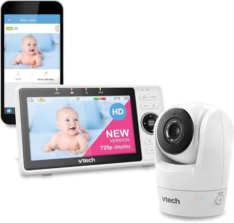 VTech Smart WiFi Baby Monitor VM901, 5-inch 720p Display, 1080p Indoor Camera