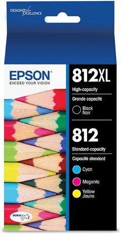 Epson T812 High Capacity Black and Standard Capacity Colour Combo (CMY) Pack Ink