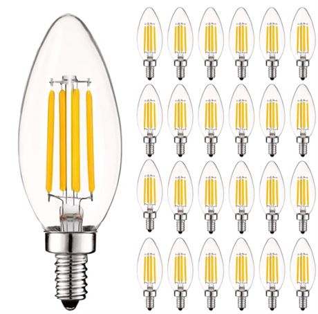 (24 Pack) Luxrite Vintage Candelabra LED Bulb 60W Equivalent, 550 Lumens