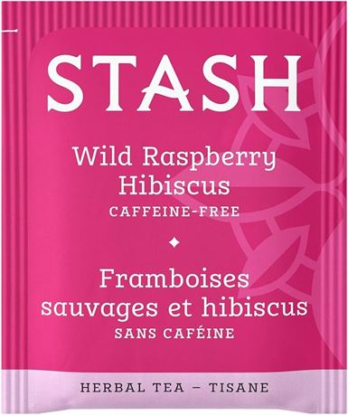 Stash Tea Wild Raspberry Hibiscus Caffeine Free Herbal Tea Bags, 100-Count Box