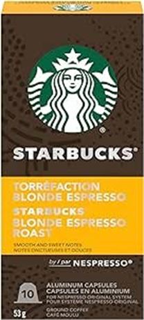 10 Ct Starbucks by Nespresso Blonde Espresso Roast Nespresso Coffee Capsules