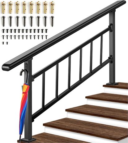 Updated Handrails for Outdoor Steps, 4-5 Steps Wrought Iron Stair Railing