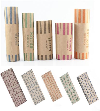 50 Assorted Preformed Coin Wrappers,