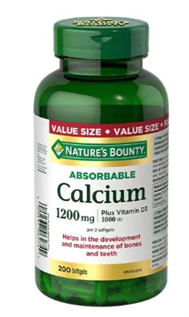 Nature's Bounty, Absorbable Calcium plus Vitamin D3, 200 Softgels