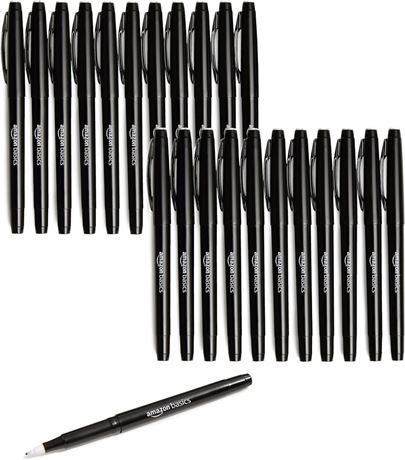 Basics Felt Tip Marker Pens - Medium Point, Black, 24-Pack