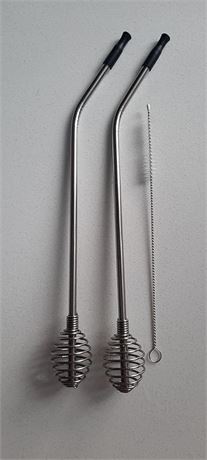 Stainless Steel Straw with Whisk 2pc with Brush