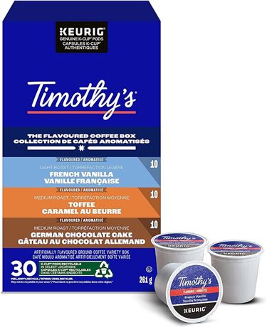 Timothy's The Flavoured Coffee 30 Count-Box K-Cup Coffee Pods, 30 Count