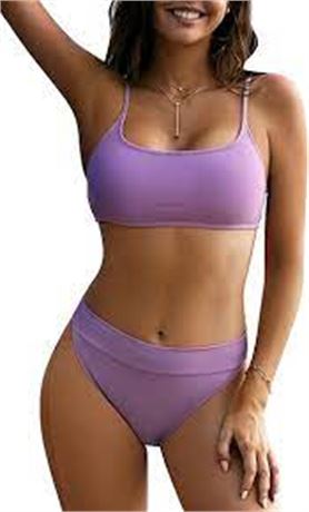LRG - Summer Mae Spaghetti Strap Bandeau Swimsuit, Purple