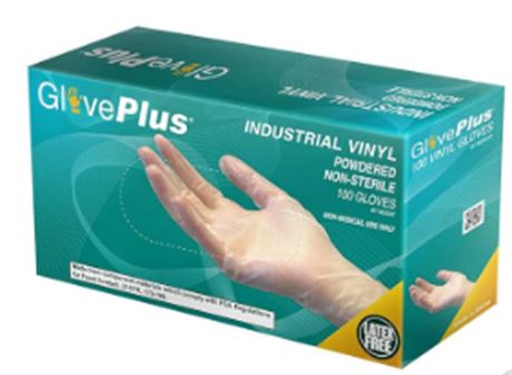 Size Medium, Box of 100, AMMEX GlovePlus Industrial Clear Vinyl Gloves, 3 mil