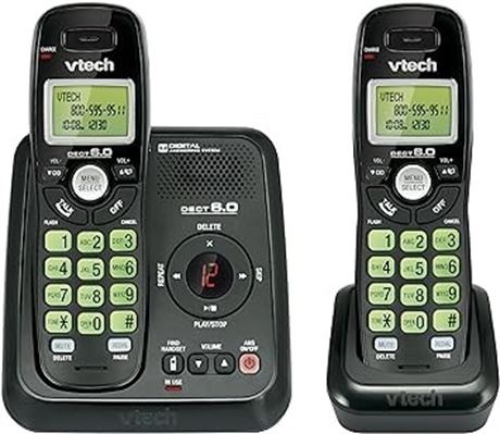 Vtech Dect 6.0 2-Handset Cordless Phone System with Digital Answering Machine