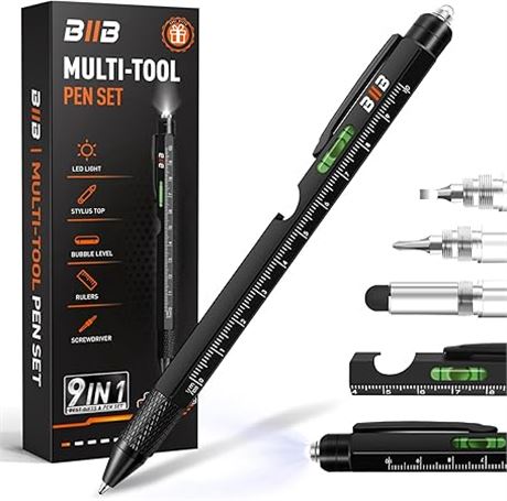 BIIB Gifts for Men, 9 in 1 Multitool Pen Birthday Gifts for Men, Mens Gifts