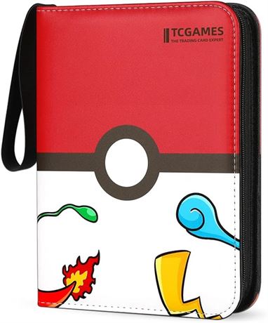 Tcgames Card Binder 4-Pocket, 440 Pockets Card Holder Album with 55 Sleeves Red