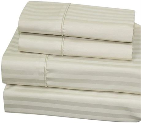 2 Pillow Cases,King Ivory Cotton-Blend Wrinkle-Free Pillowcases 650-Thread
