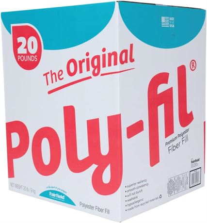 20 lbs Fairfield The Original Poly-Fil, Premium Polyester Fiber Fill, Soft