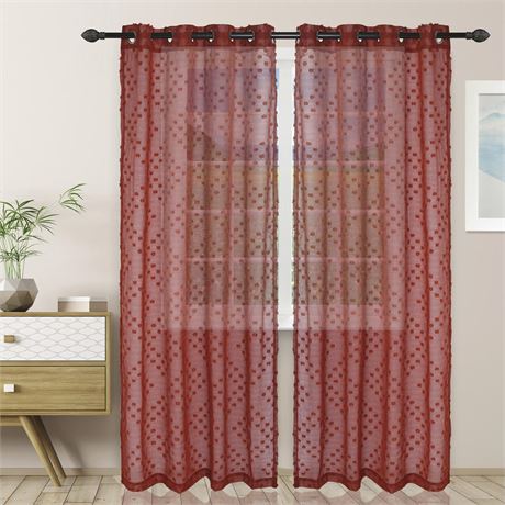 Superior Poppy 52"W x 63"L Rust Sheer Grommet Top Curtain Panel (2 Panels)