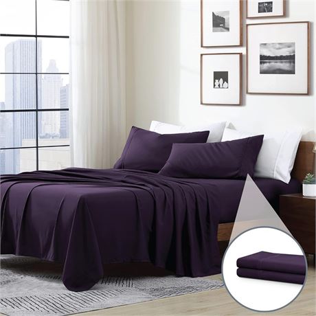 Double , Swift Home Luxury Bedding Collection, 6-Piece, Eggplant