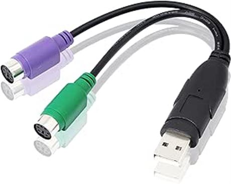 PS/2 to USB Cable LEIHONG PS2 Plug Active USB to Dual PS/2 Adapter
