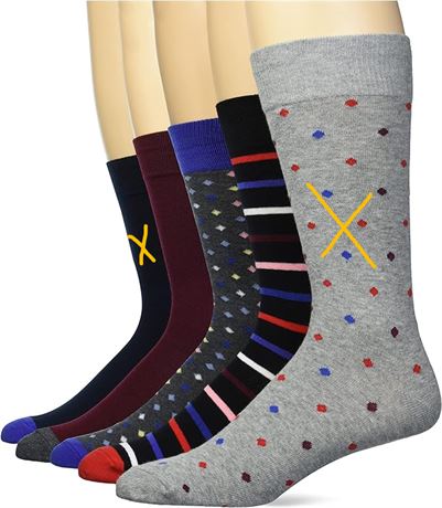US 8-12 Essentials mens 5-pack Patterned Dress Socks